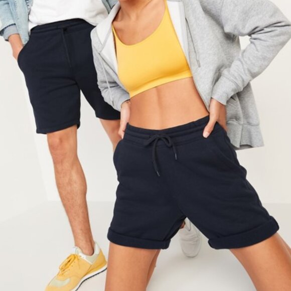 Old Navy 2 PC Fleece Jogger Sweat Shorts Drawstring Navy & Black Size XXL Tall - Picture 3 of 10